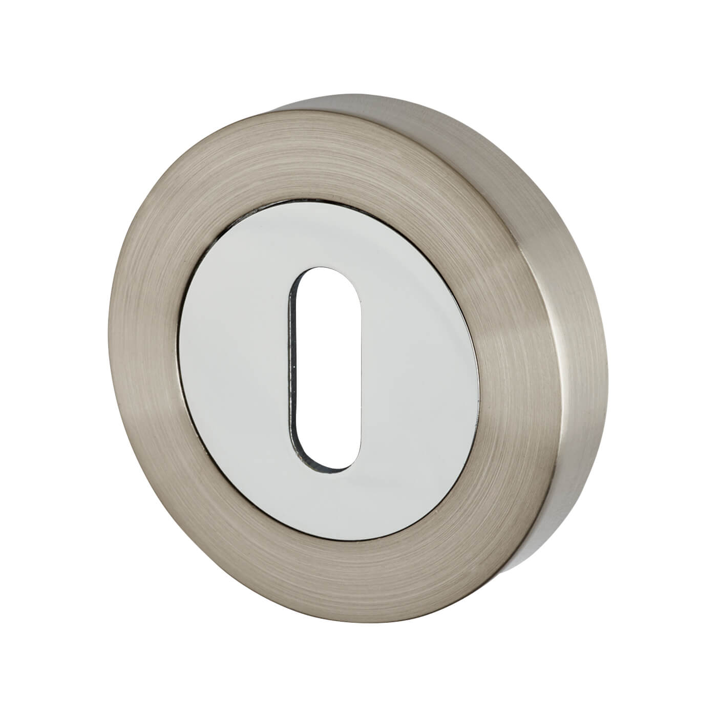 Escutcheon - 52mm Diameter - Keyhole - Satin Nickel/Polished Chrome - view 2