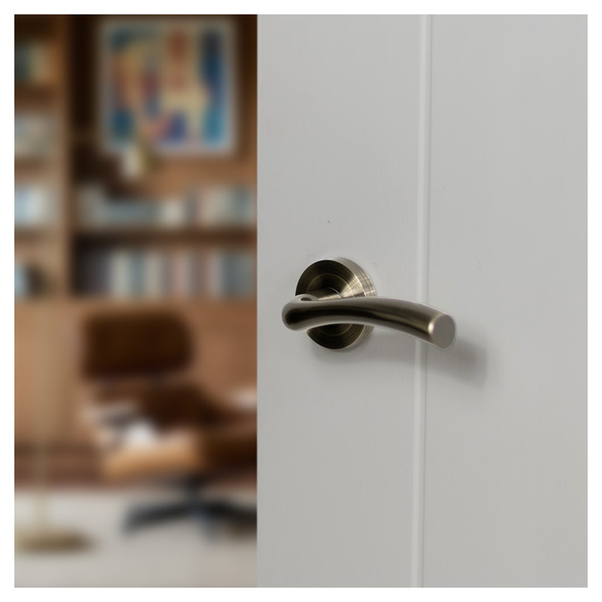 Status Texas Door Handle on Rose - Antique Brass - view 2