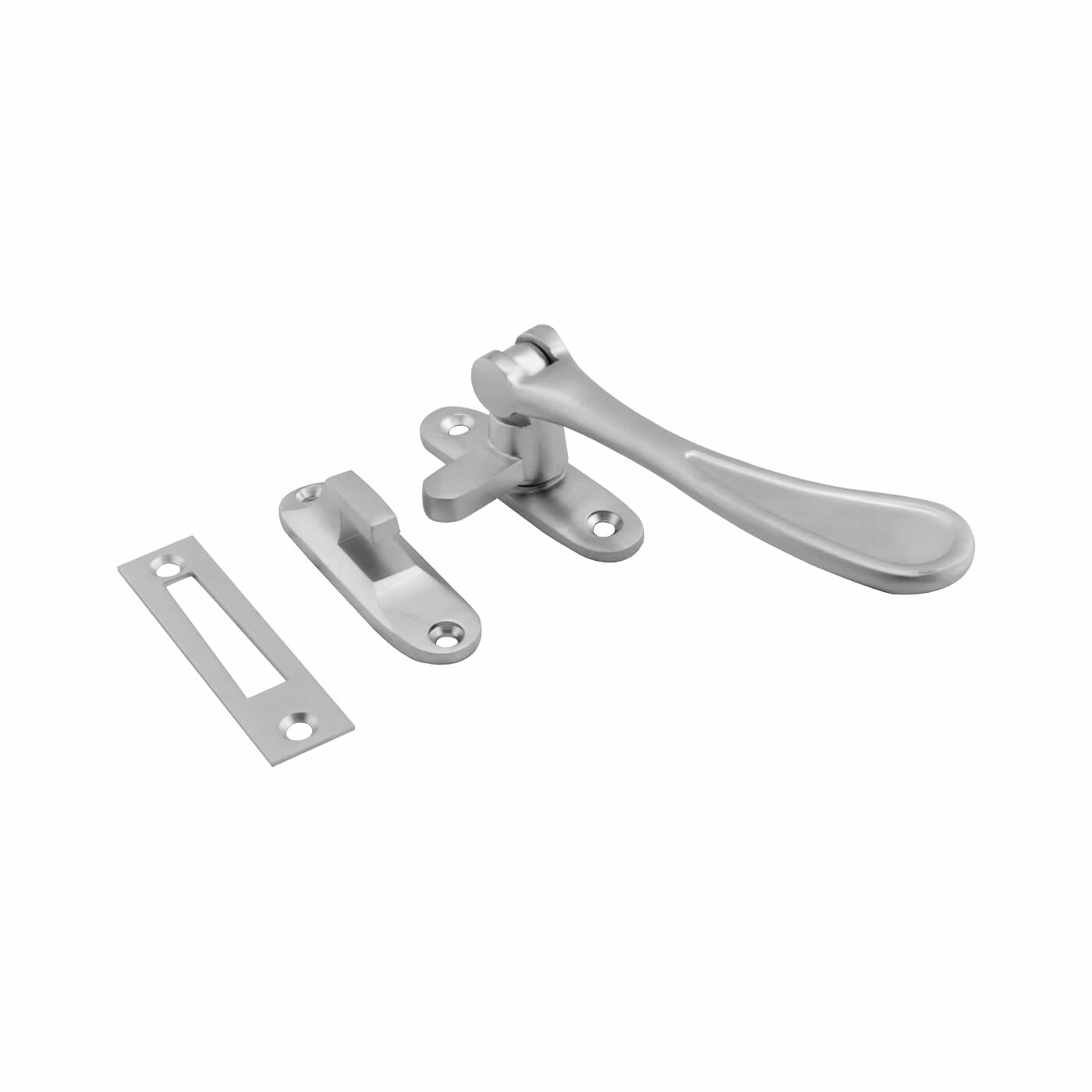 Victorian Mortice & Hook Plate Casement Window Fastener - Reversible - Soft Satin Chrome - view 2