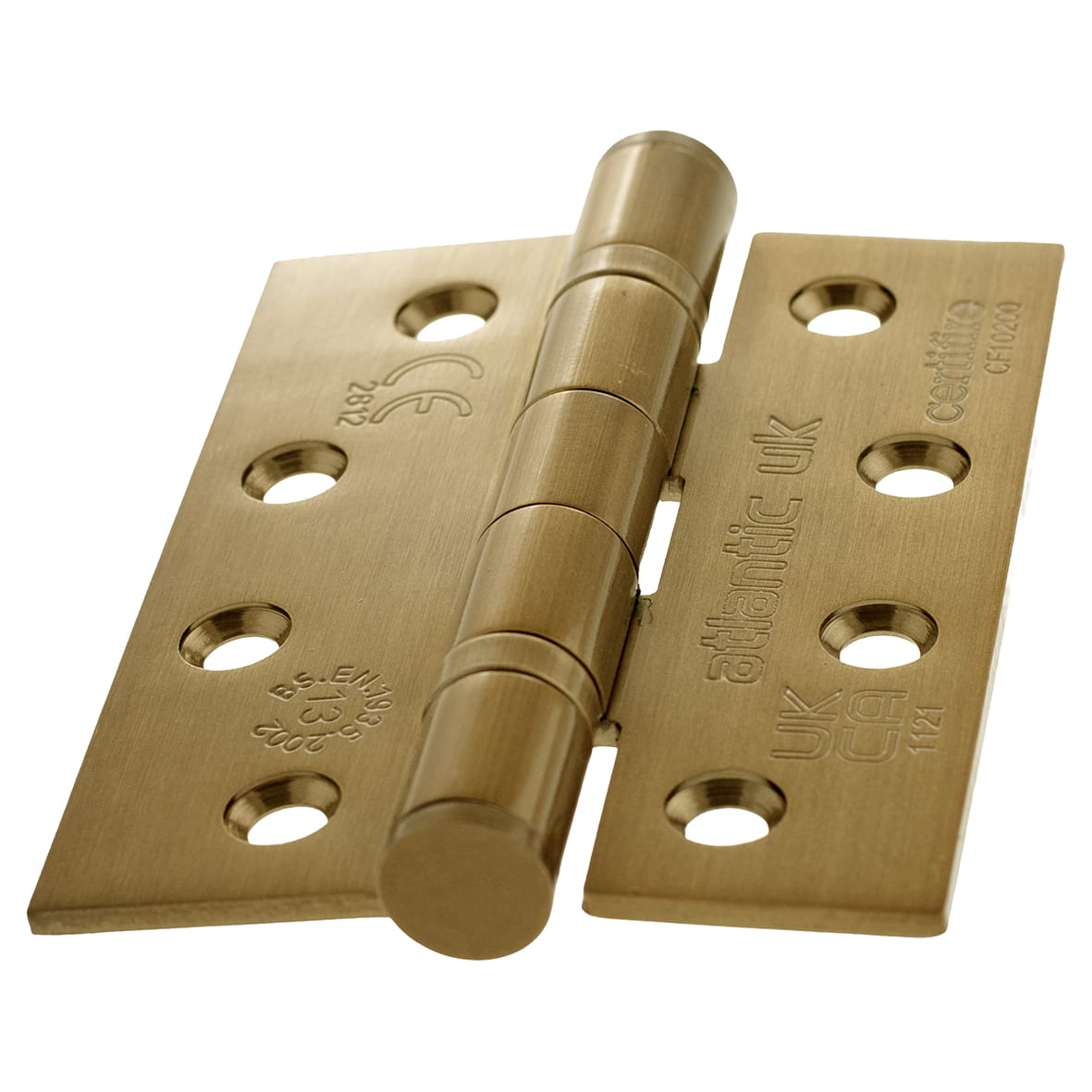 Twin Ball Bearing Grade 13 Butt Fire Door Hinge - 102 x 75 x 3mm - Antique Brass - Pair - view 2