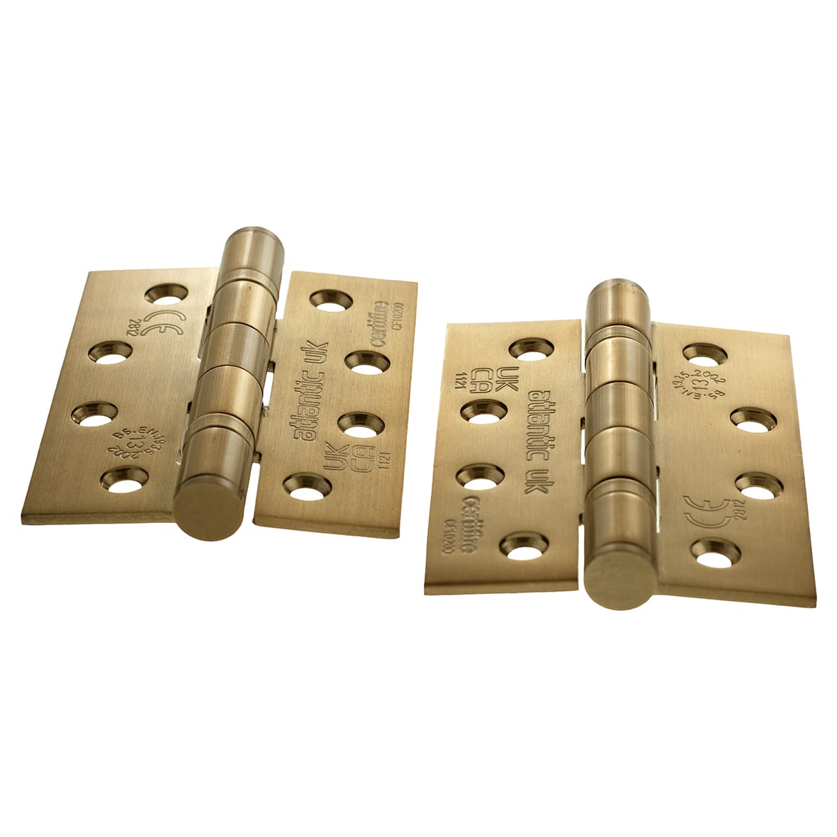 Twin Ball Bearing Grade 13 Butt Fire Door Hinge - 102 x 75 x 3mm - Antique Brass - Pair - view 3
