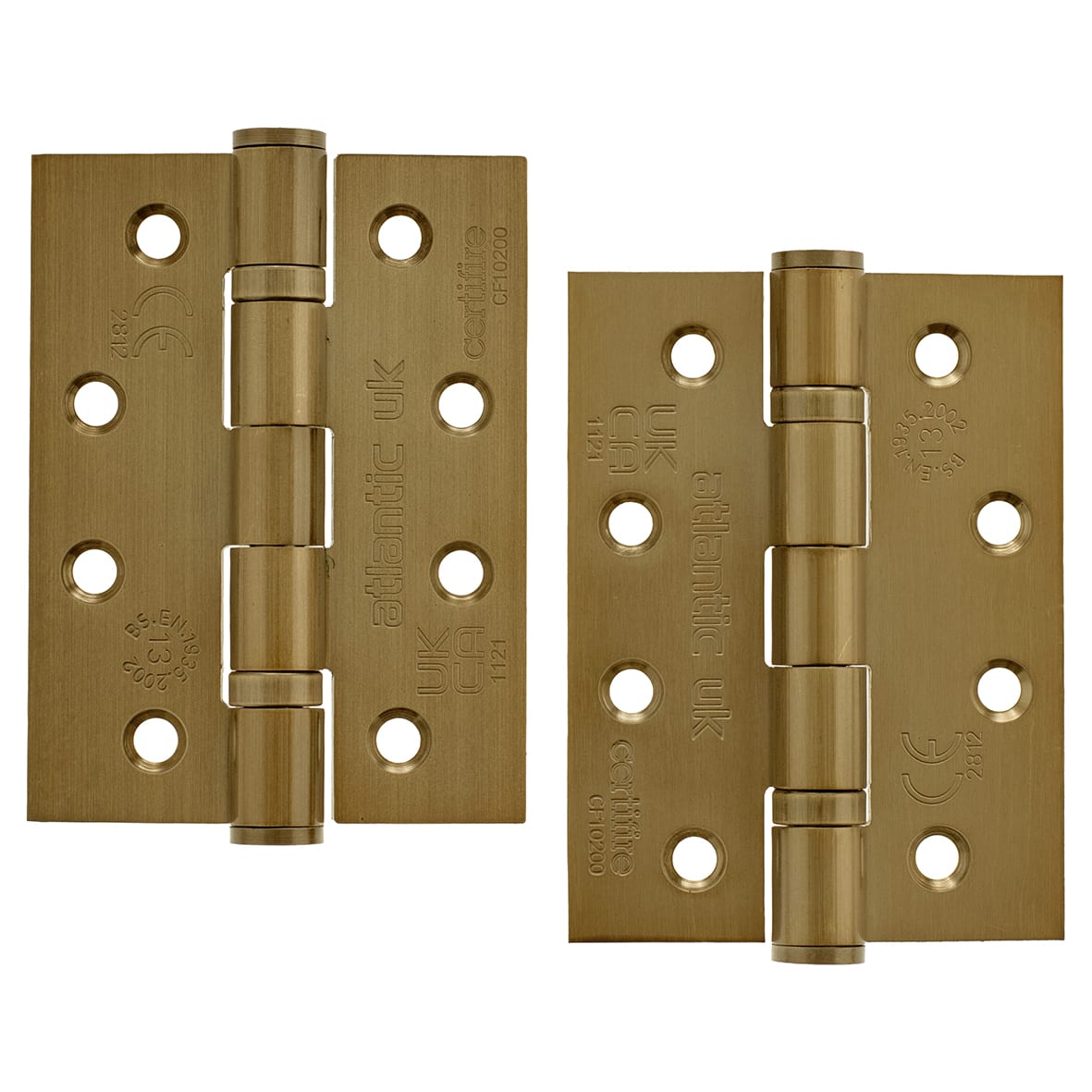 Twin Ball Bearing Grade 13 Butt Fire Door Hinge - 102 x 75 x 3mm - Antique Brass - Pair - view 4