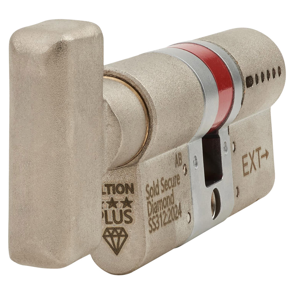 ALPS 3 Star PLUS Euro Thumbturn Cylinder - 35mm Turn + 35mm - Satin Nickel/Brass - Keyed to Differ - view 2