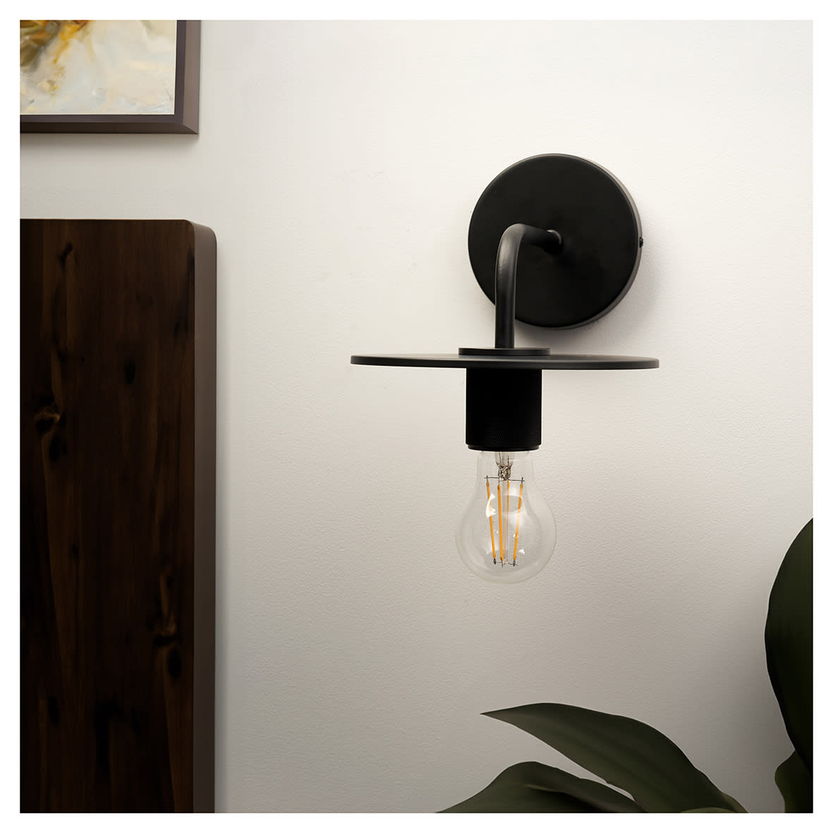 Savaneta Knurled Indoor Wall Light - Matt Black Fittings and Plate - view 2