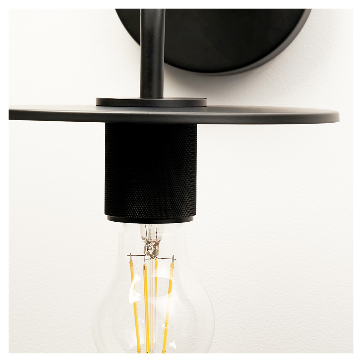 Savaneta Knurled Indoor Wall Light - Matt Black Fittings and Plate - view 4