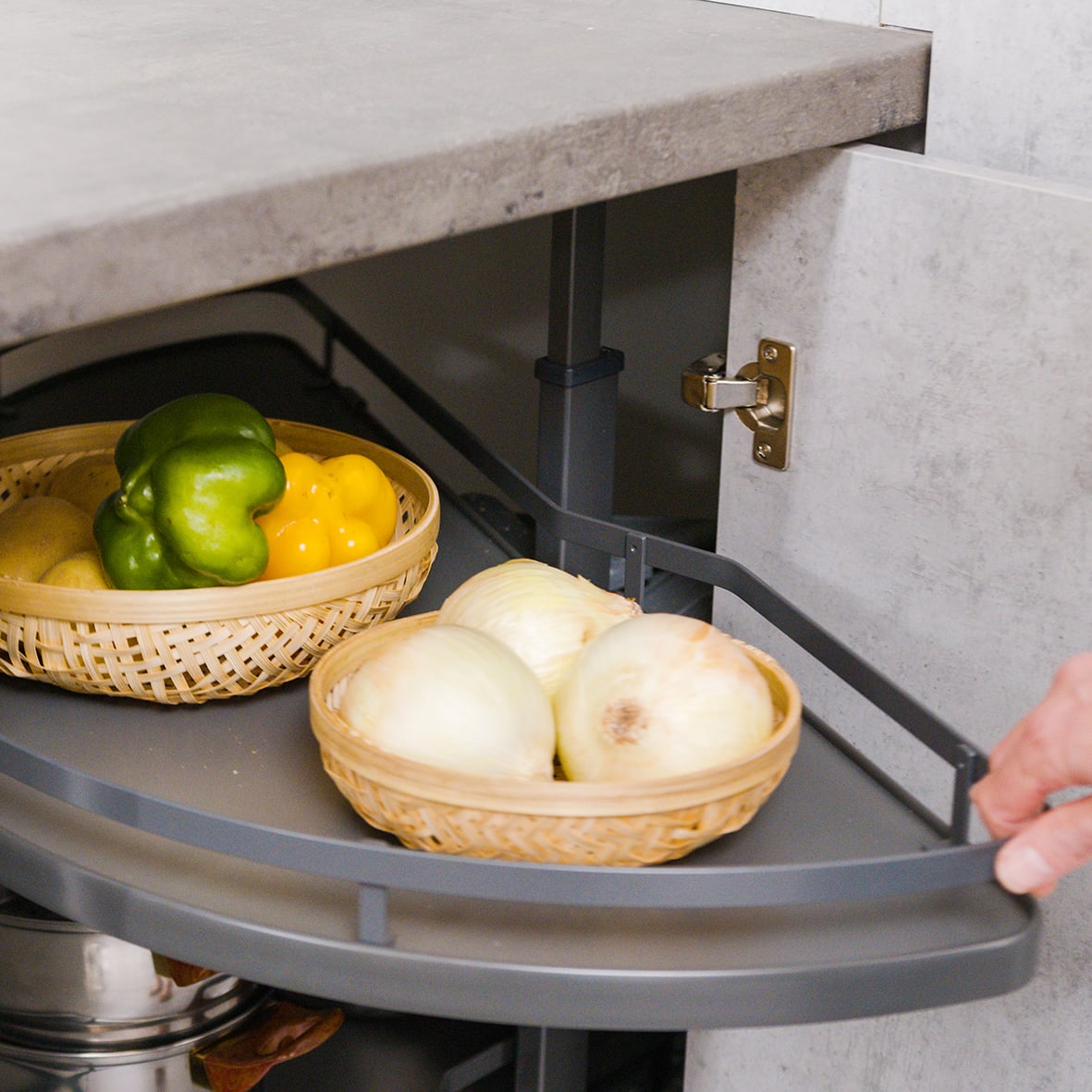 Titane Lake Corner Pull Out Organiser - Cabinet Width 860mm - Left Hand - Anthracite Grey - view 2