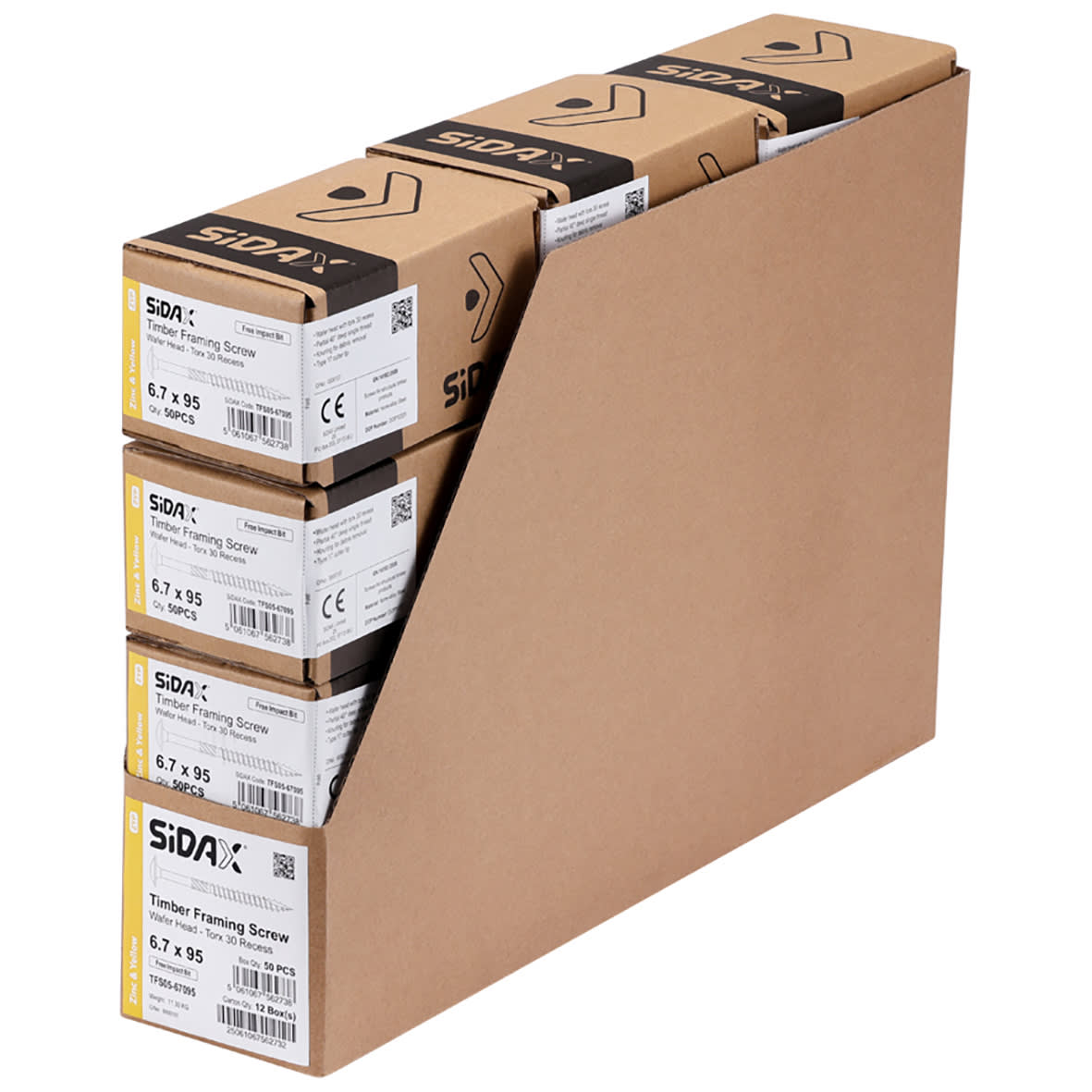 Timber Frame Screws Wafer Head - 6.7 x 95mm - Yellow Zinc - Pack of 50 - view 3