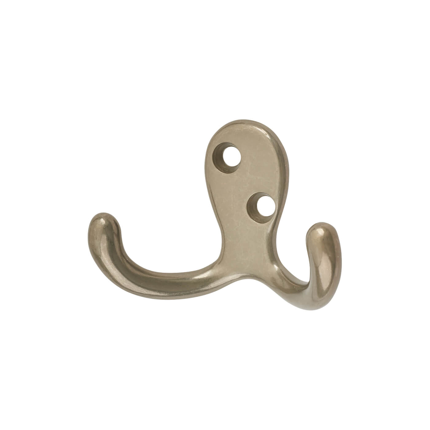 Diecast Double Coat Hook - 70 x 30mm - Satin Nickel - Pack of 10 - view 2