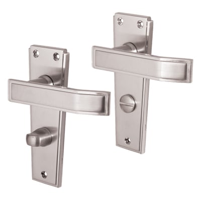 Satin Chrome Bathroom Door Handles - Deco Range - 153 x 50mm - view 2