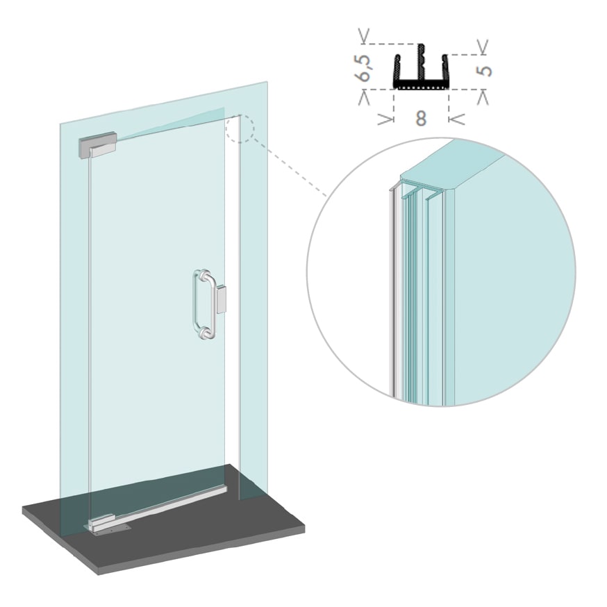 Glass Lip Seal - Suits 8-14mm Glass - 2500mm Length - view 3