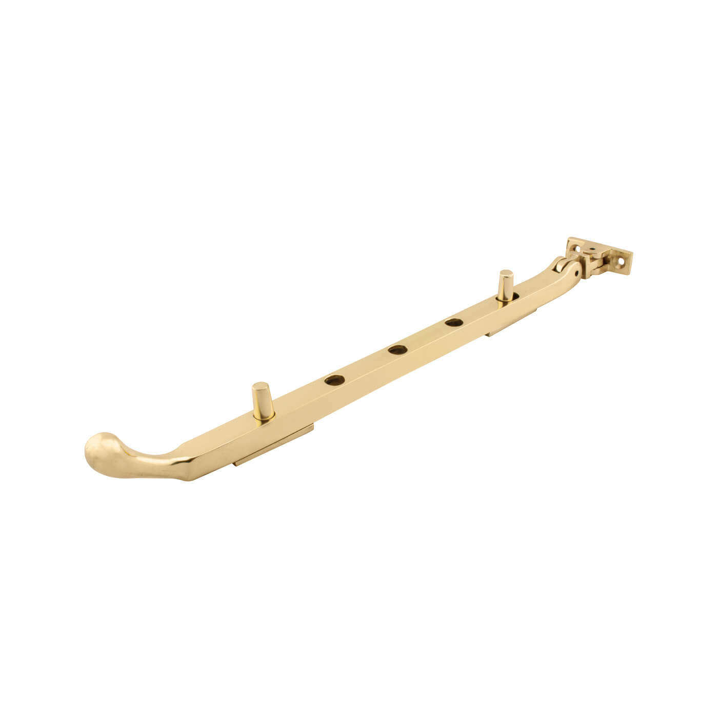 Bulb End Casement Window Stay - 12"/300mm Length - Polished Brass - view 2