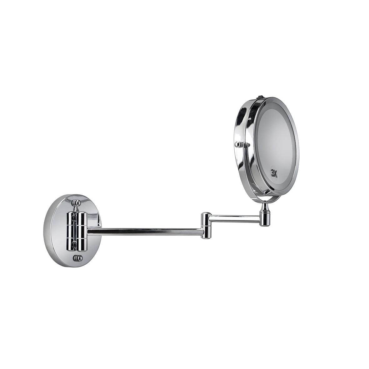 LED 3x Magnifying Bathroom Mirror with Extendable Arm - 265 x 255 x 35mm - Chrome - view 4