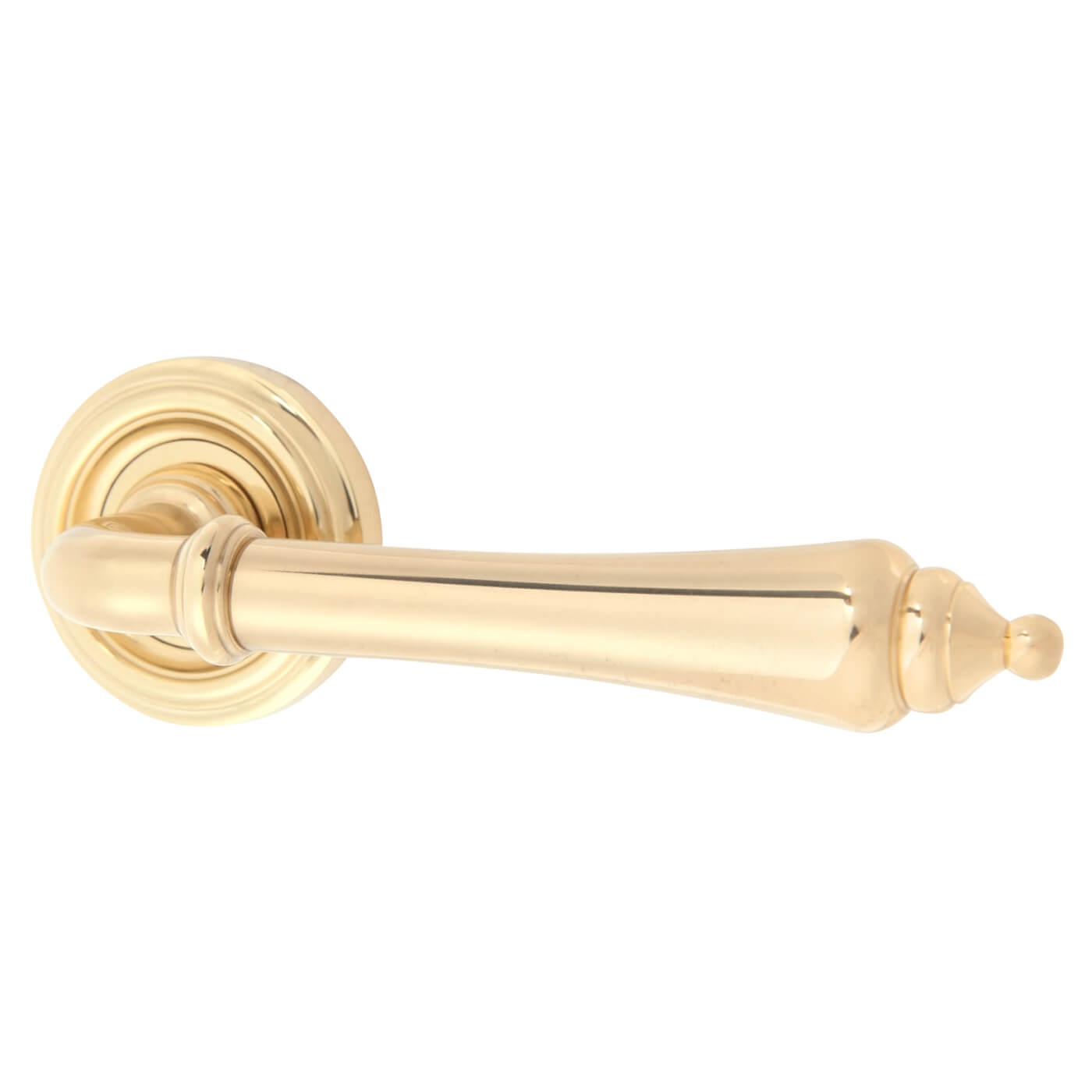 Polished Brass Door Handles on Round Rose - Parisian Camille Range - view 2
