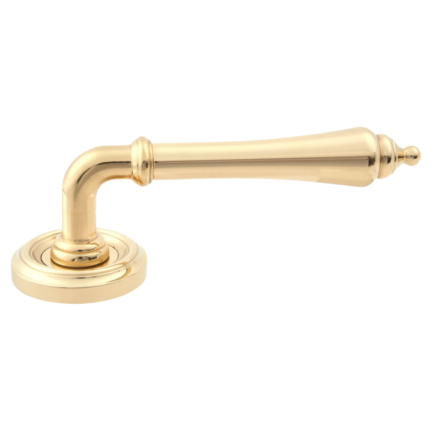Polished Brass Door Handles on Round Rose - Parisian Camille Range - view 3