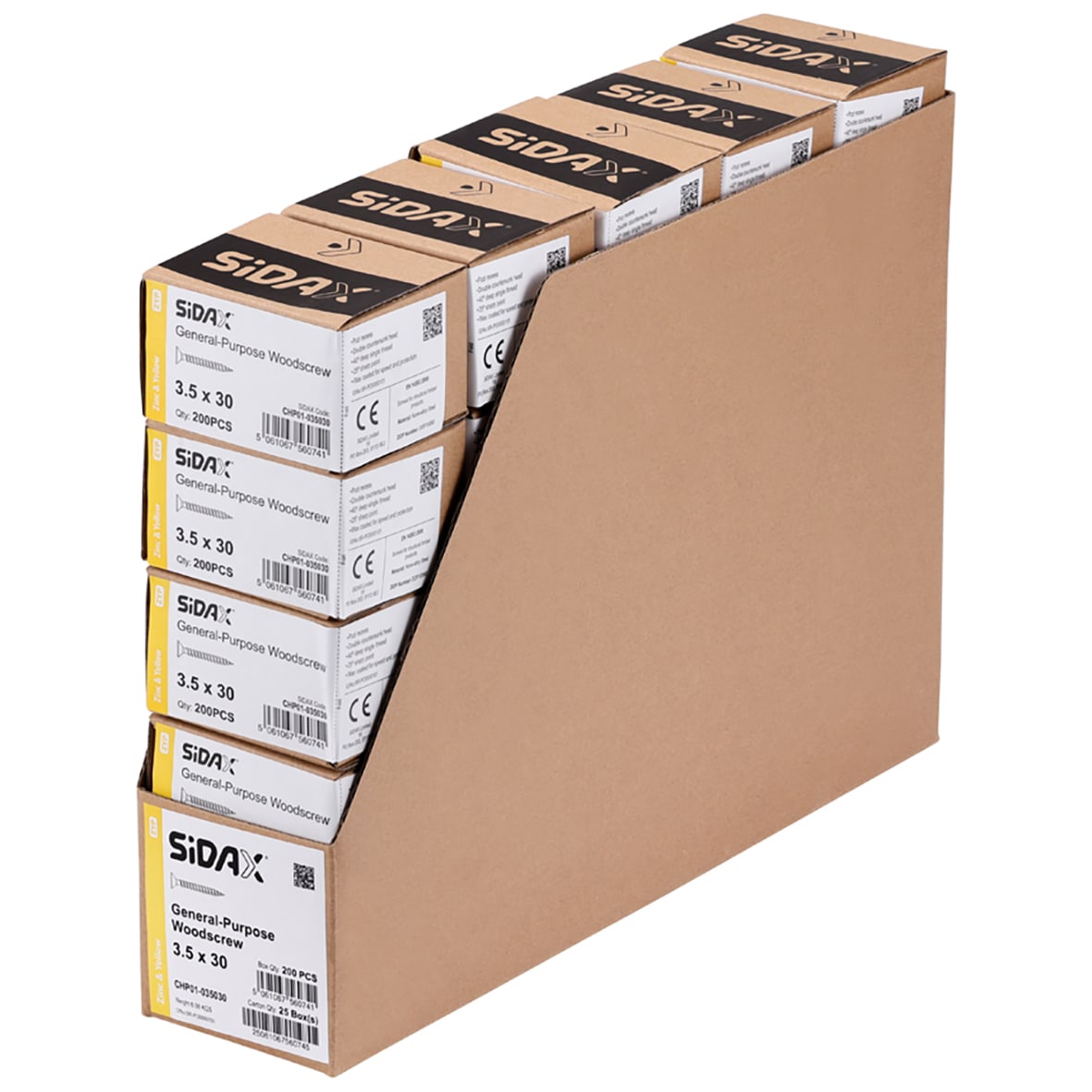 General Purpose Pozi Countersunk Chipboard Wood Screws - 3.5 x 30mm - Yellow Zinc - Pk of 200 - view 3