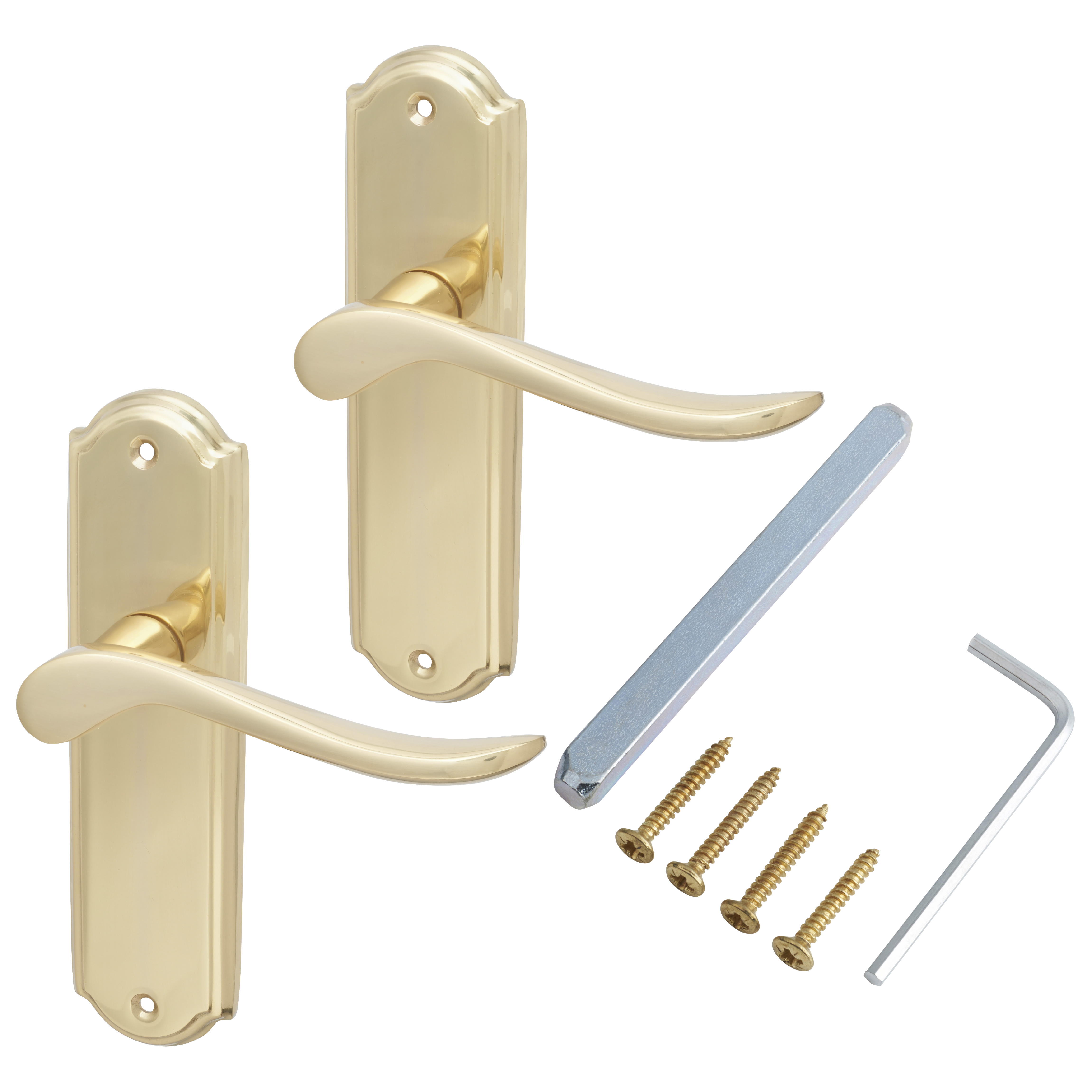 Polished Brass Scroll Latch Door Handles - Turin Range - 170 x 46mm - view 3