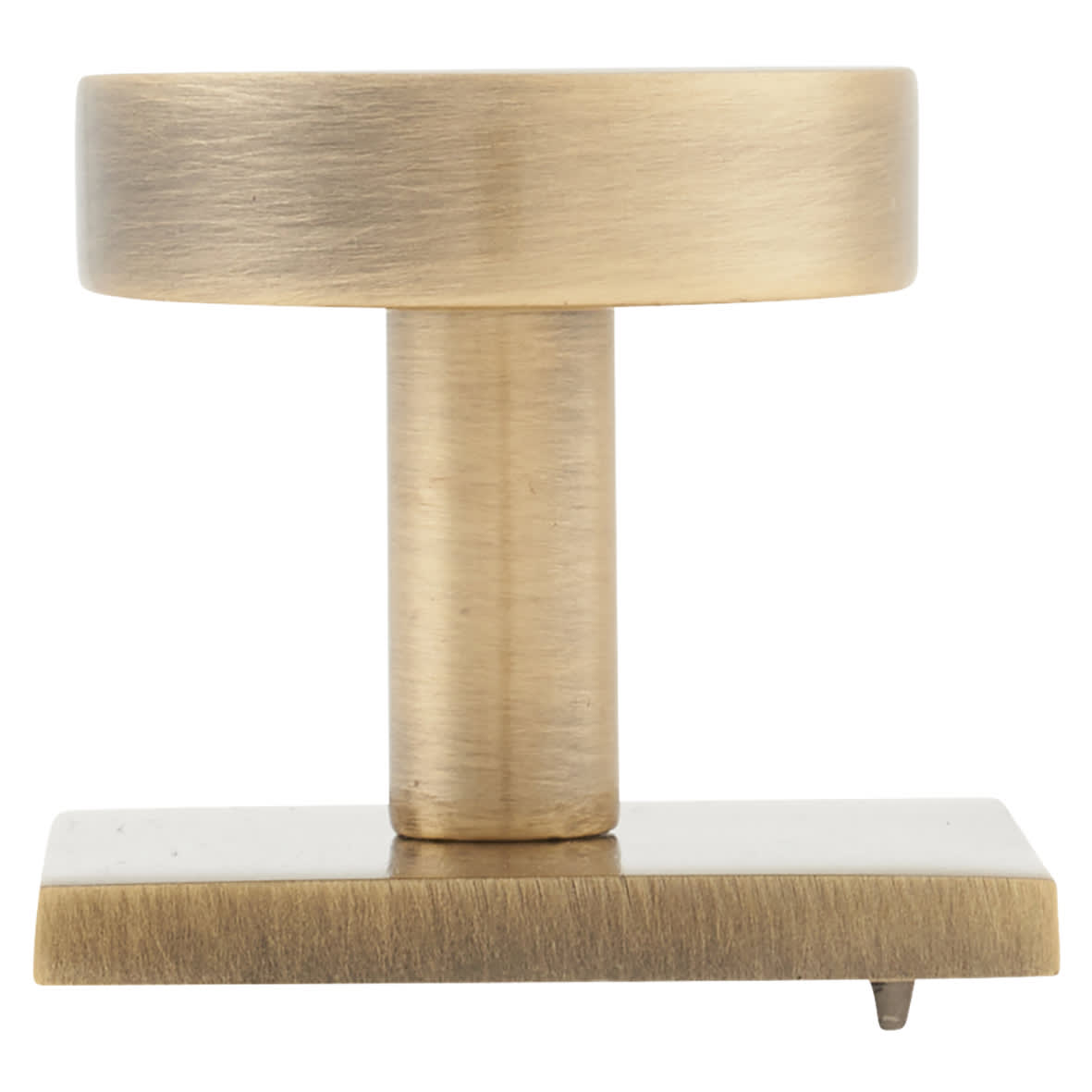 Marcus Disc Cabinet Knob on Square Backplate - 32mm Diameter - Antique Brass - view 2