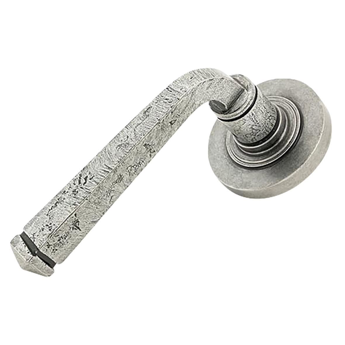 Pewter Door Handles on Round Rose - Avon Range - view 2