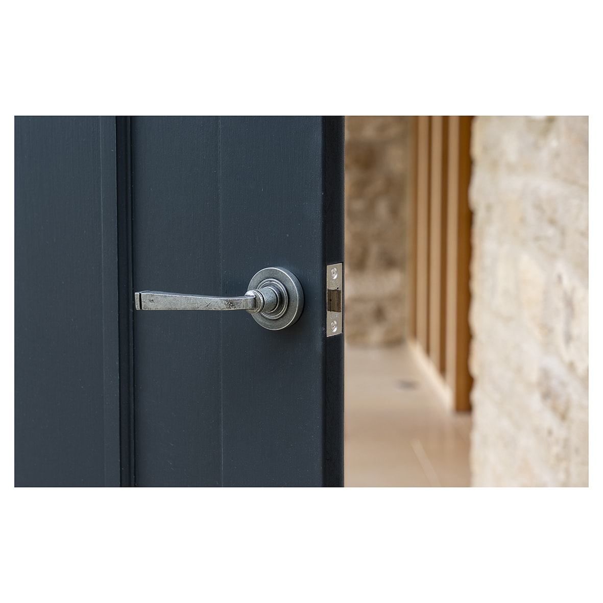 Pewter Door Handles on Round Rose - Avon Range - view 4