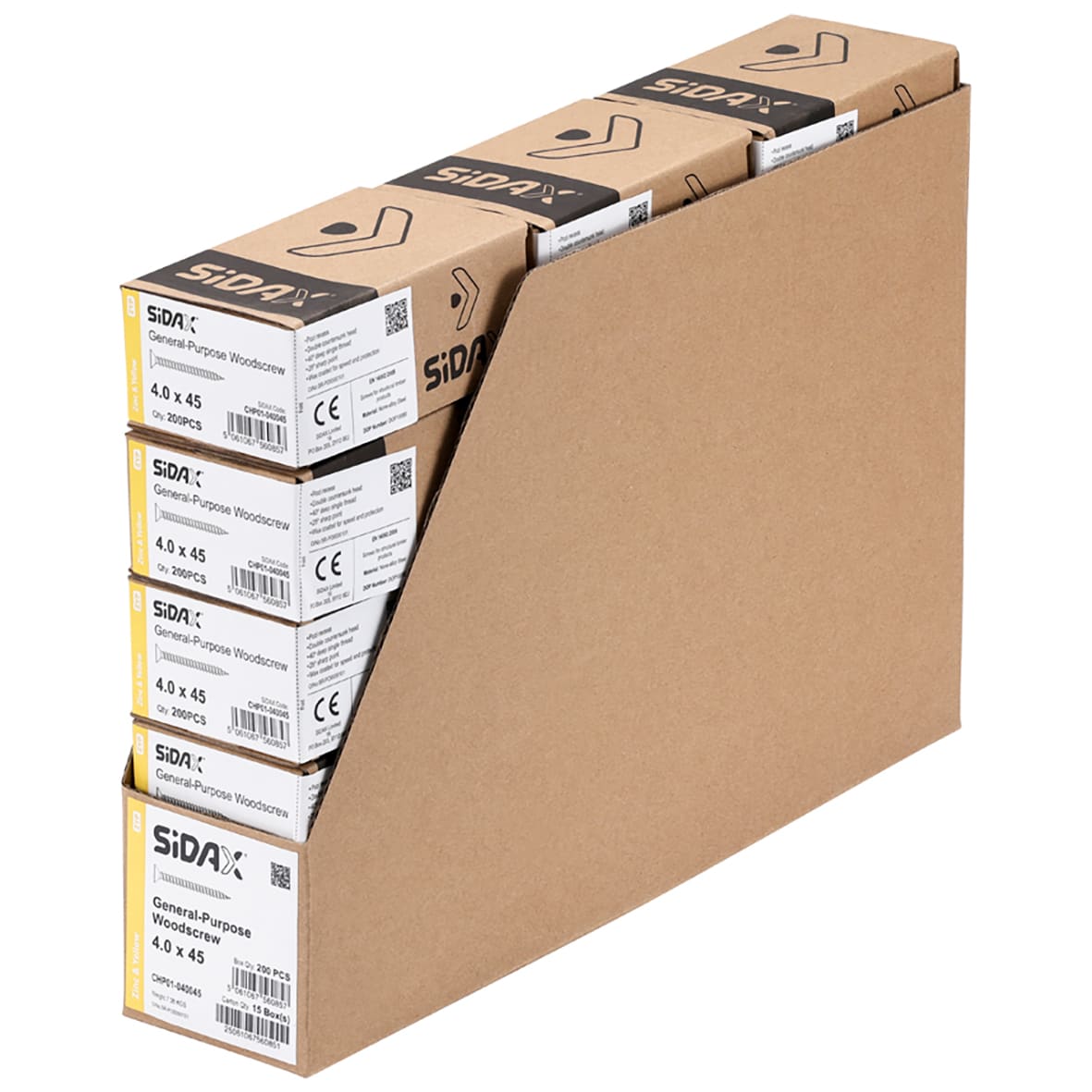 General Purpose Pozi Countersunk Chipboard Wood Screws - 4.0 x 45mm - Yellow Zinc - Pk of 200 - view 3