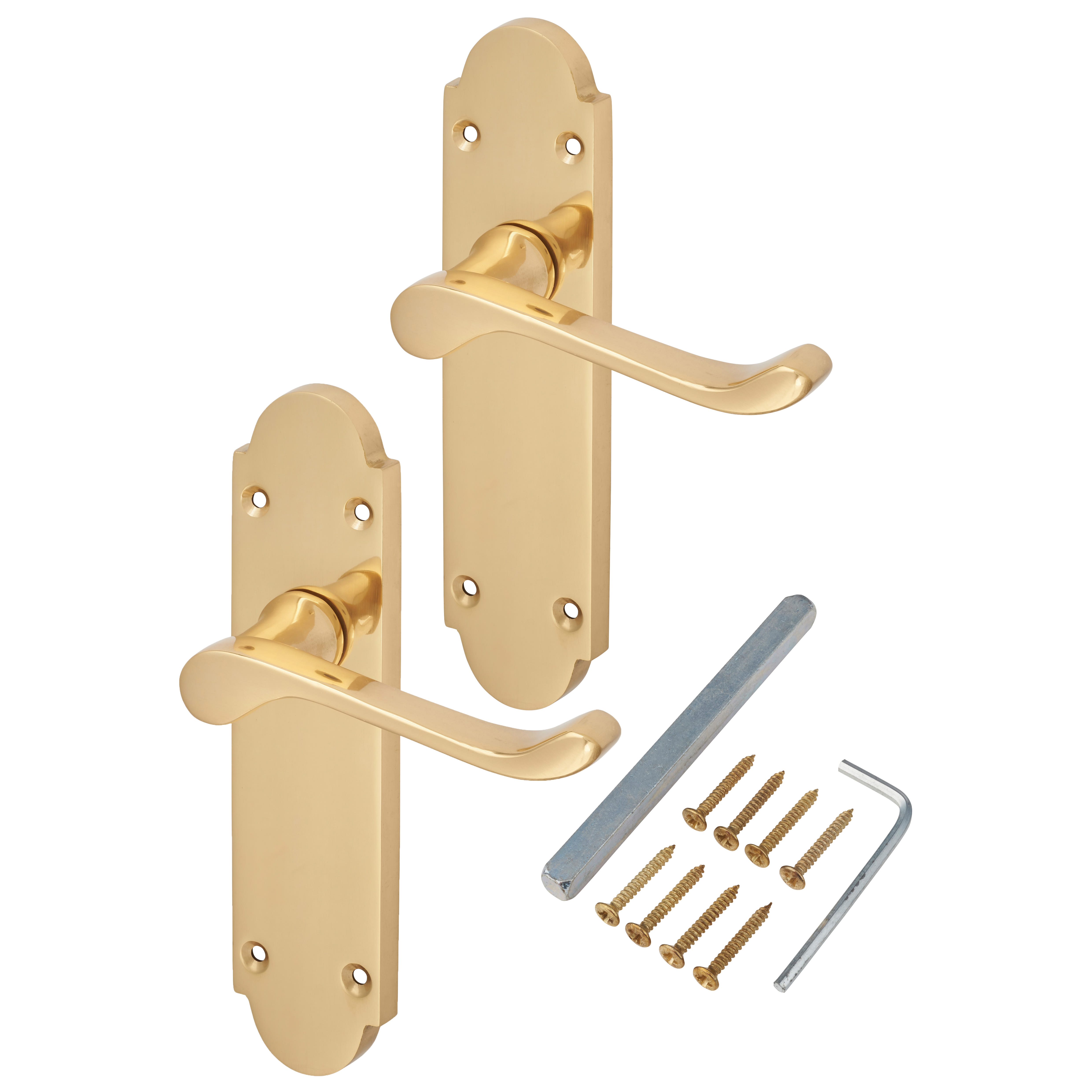 Polished Brass Victorian Summer Scroll Latch Door Handles - 168 x 40mm - view 3
