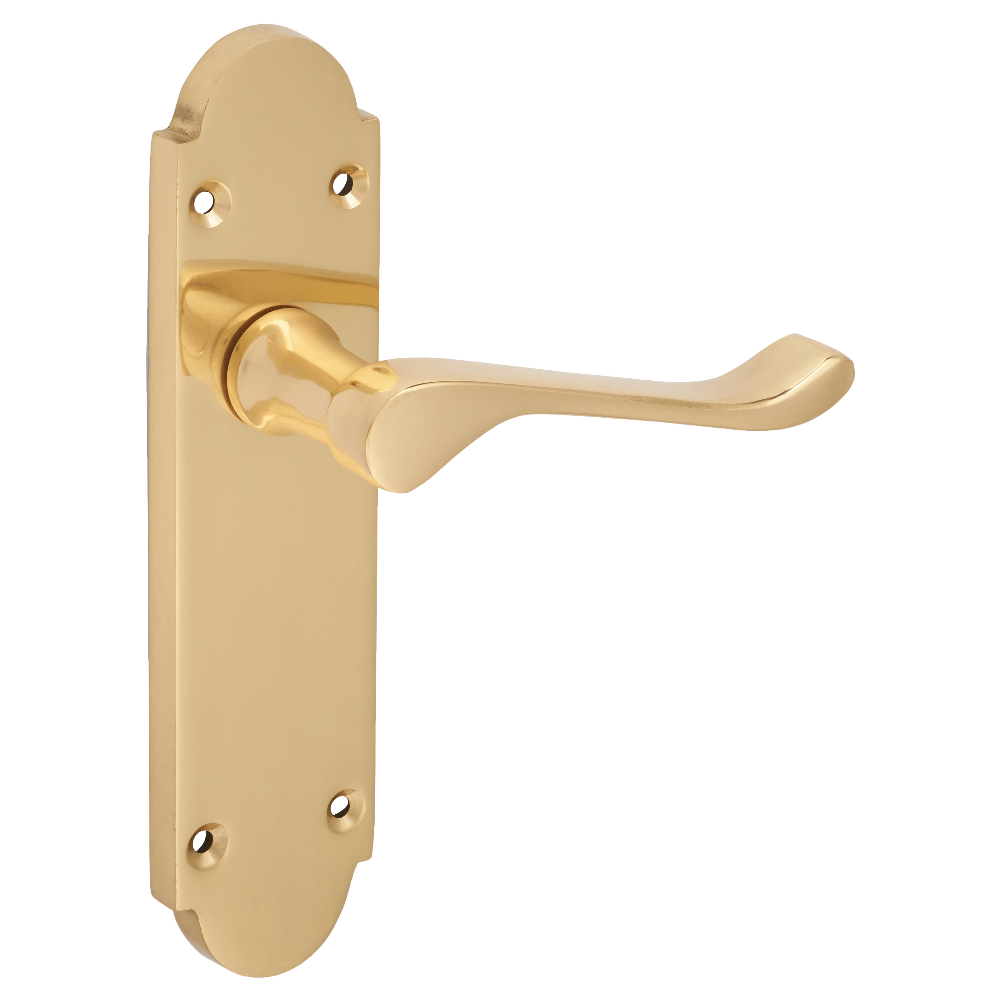 Polished Brass Victorian Summer Scroll Latch Door Handles - 168 x 40mm - view 4