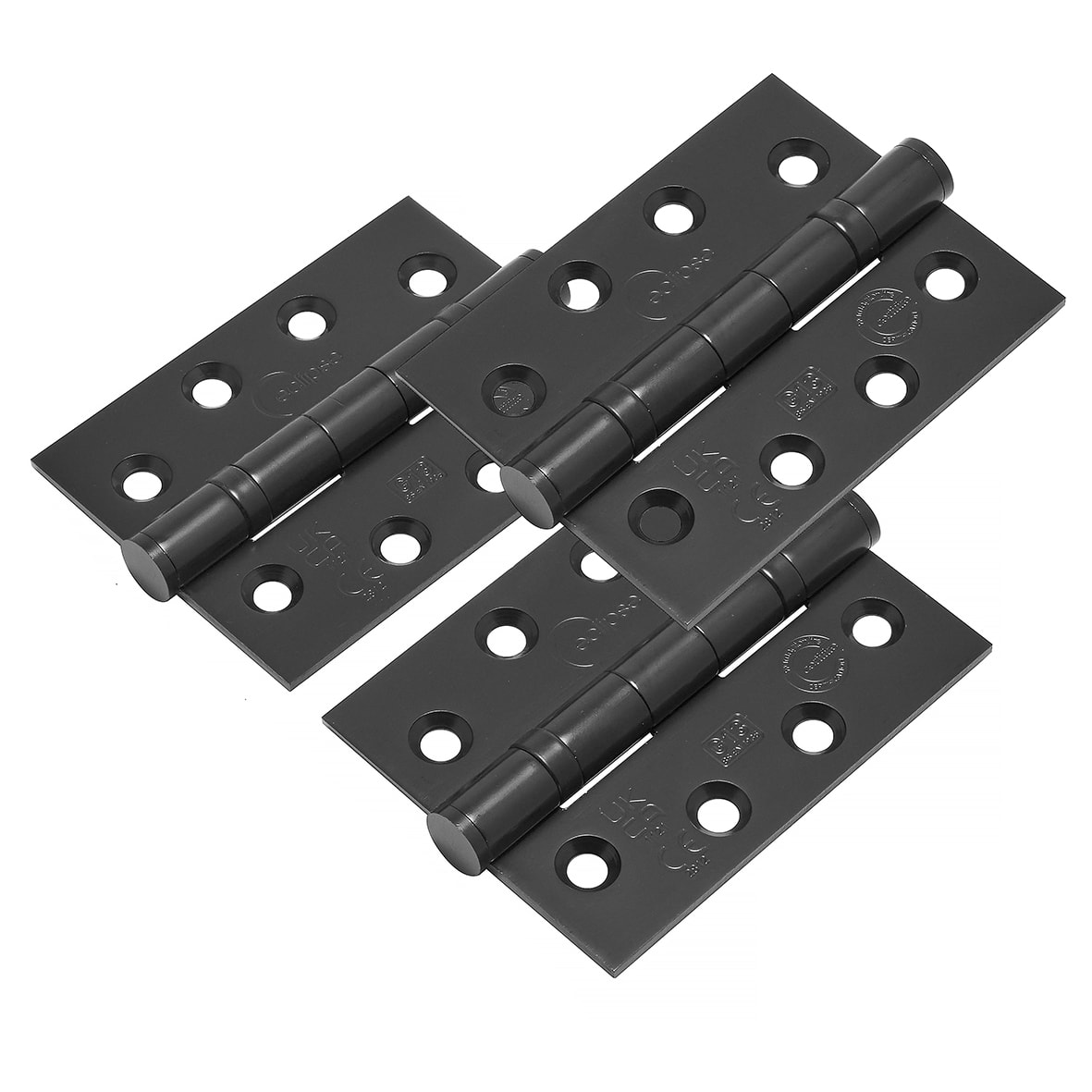 Ball Bearing Grade 13 Butt Fire Door Hinge - 102 x 76 x 3mm - Matt Black - Pack of 3 - view 2