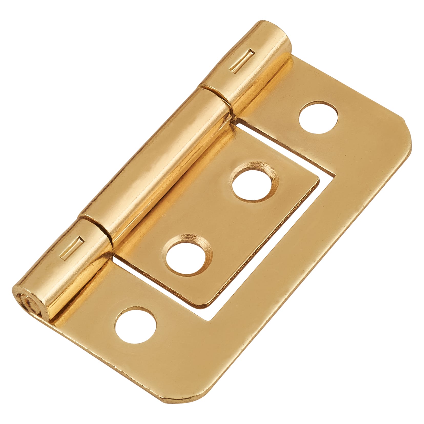 Flush Cabinet Hinge - 40 x 32 x 1mm - Polished Brass - Pack of 10 Pairs - view 4