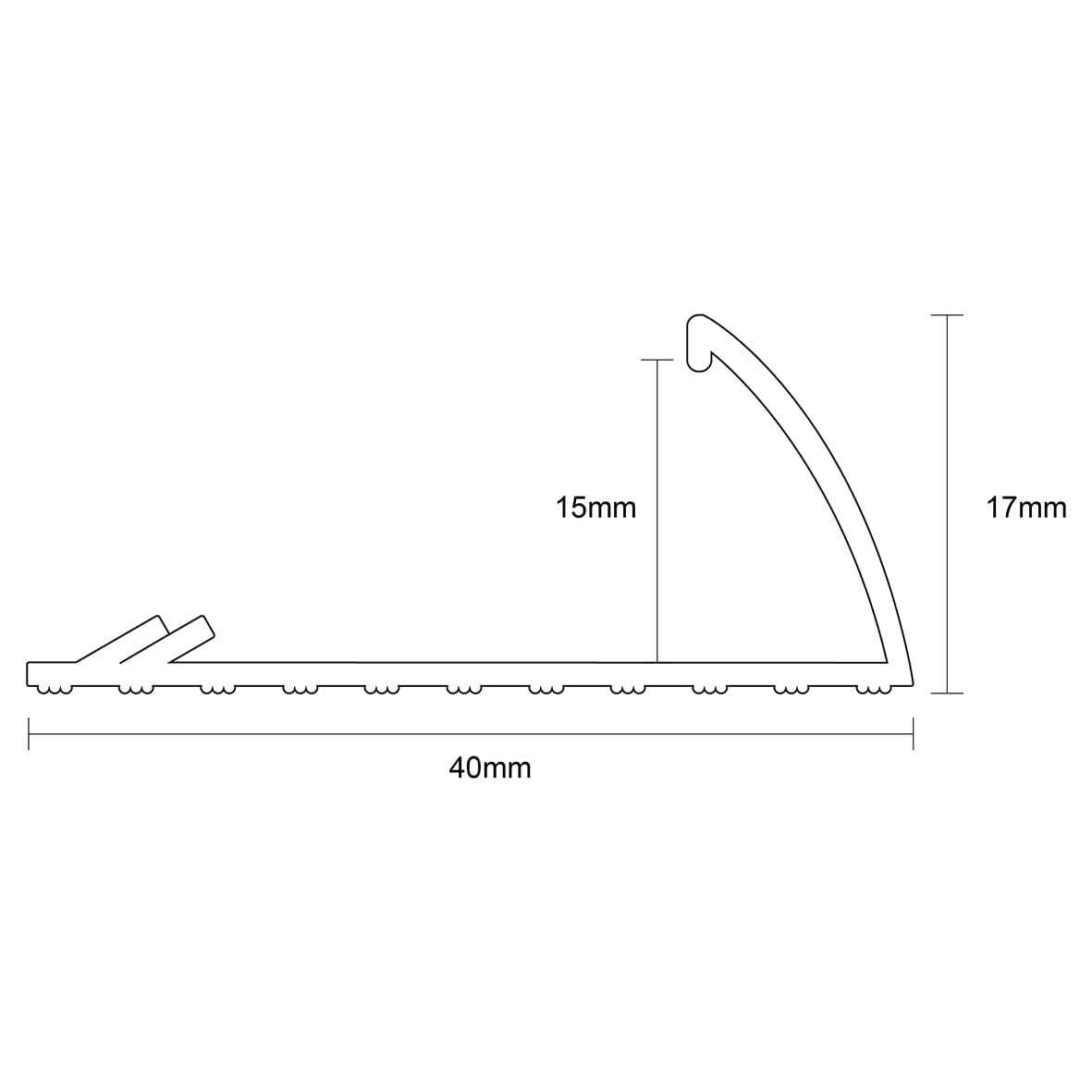 M102 Regency Designer Single Edge Door Bar Carpet Trim - 900mm Length - Black - view 4