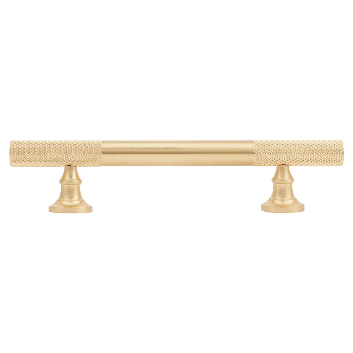York 12mm Partially Knurled T-Bar Cabinet Pull Handle - 96mm Centres - Satin Brass - view 2