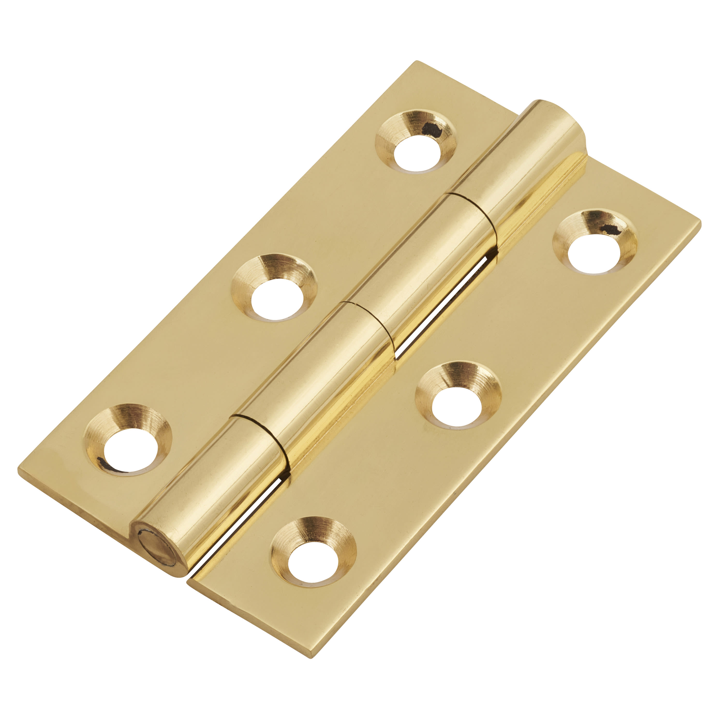 Solid Drawn Butt Cabinet Hinge - 50 x 28 x 1.45mm - Polished Brass - Pair - view 2