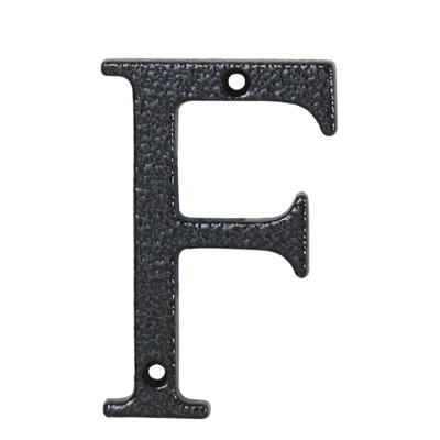 76mm Screw Fix Door Letter - F - Antique Black Iron - view 2