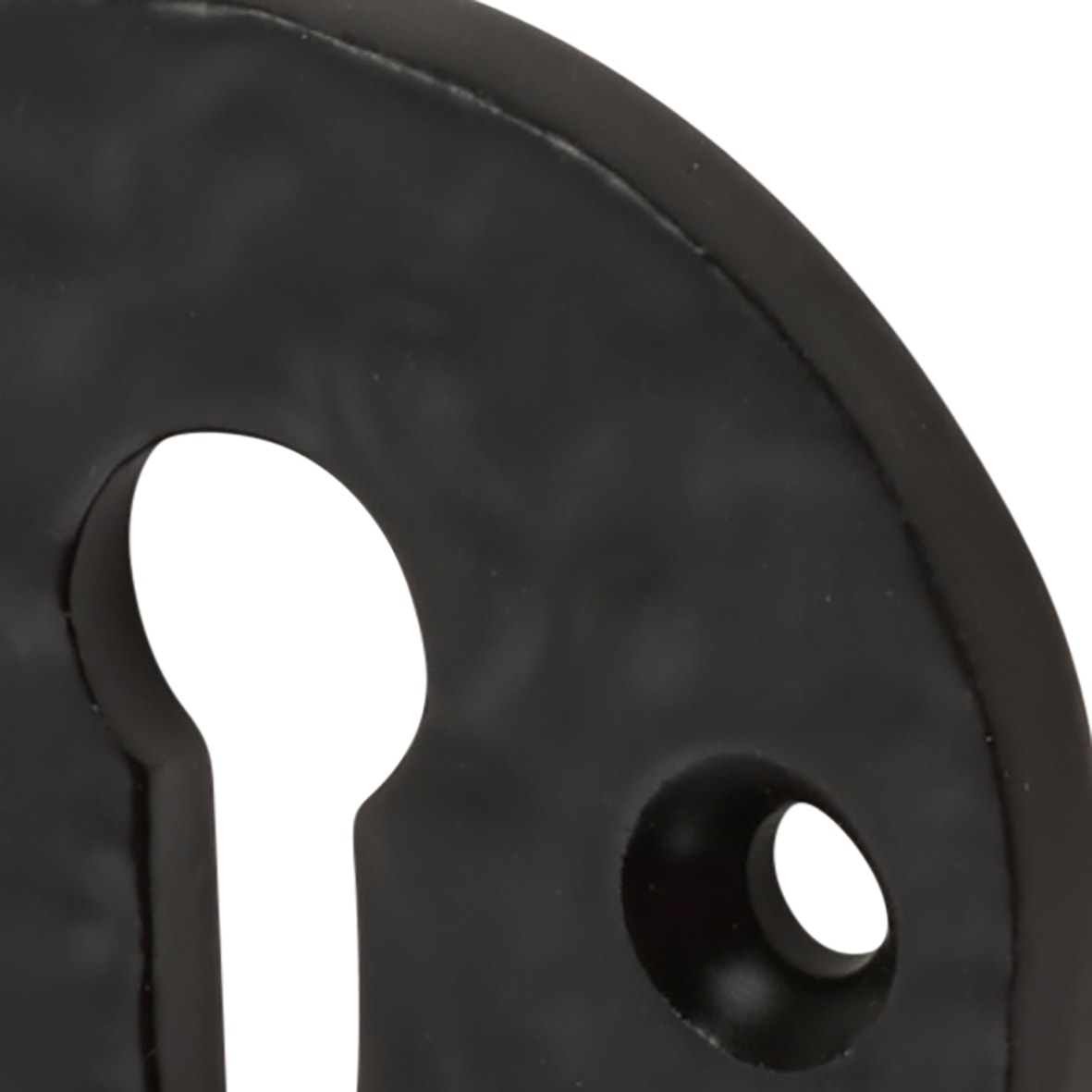 Traditional Round Escutcheon - 43mm Diameter - Keyhole - Antique Black Iron - view 2