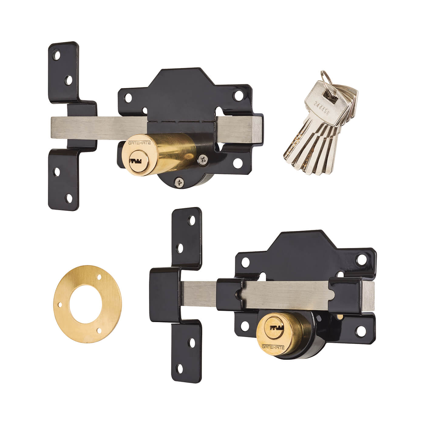 Locking Long Throw Gate Lock - 70mm Gate Thickness - 2 Keyholes - 316 Stainless Steel - view 2