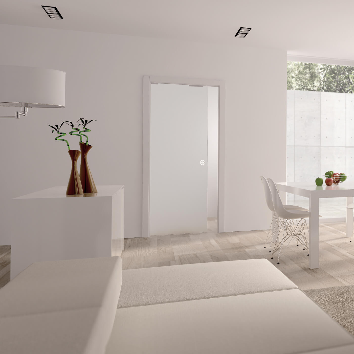 8mm Glass Single Pocket Door Kit - 100mm Finished Wall Thickness - 762 x 1981mm Door Size - view 2