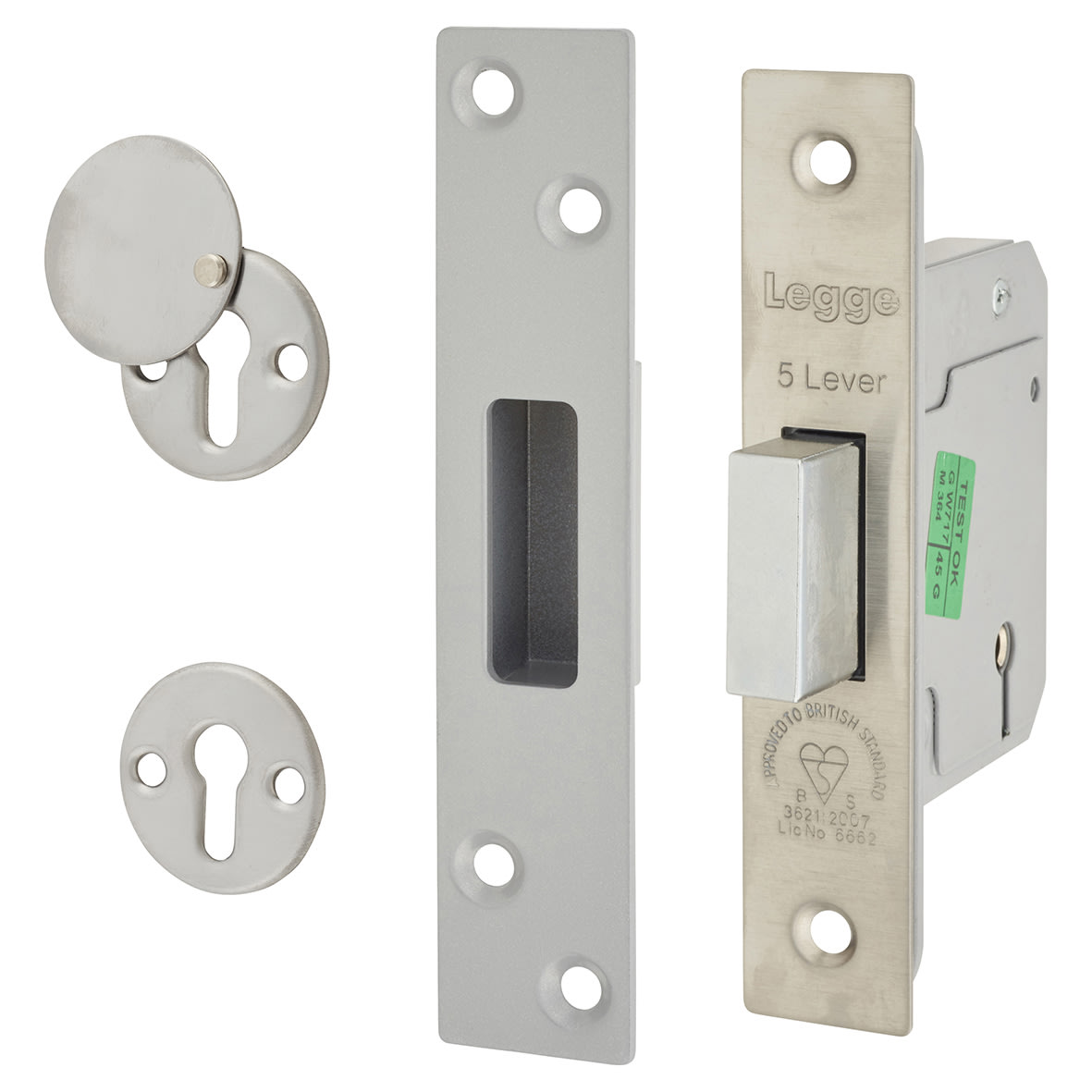 Heavy Duty:2007 5 Lever Deadlock - 64mm Case - 44mm Backset - Polished Stainless Steel - view 2