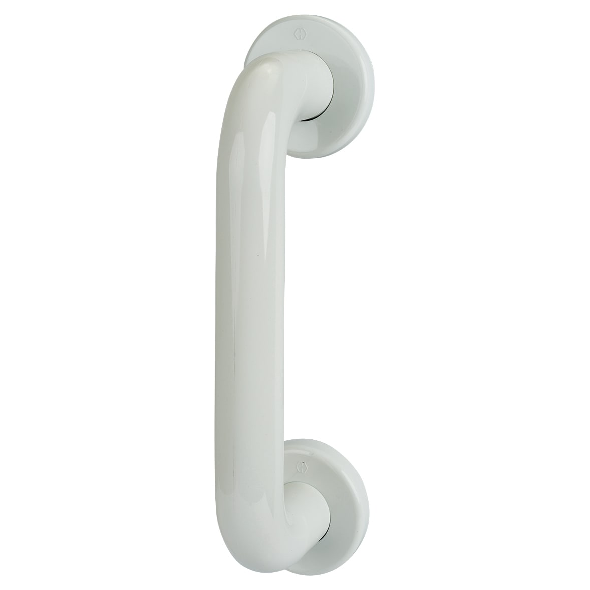 Diamond White Nylon D-Bar Door Pull Handle on Rose - Screw Fix - 300mm c/c - view 2