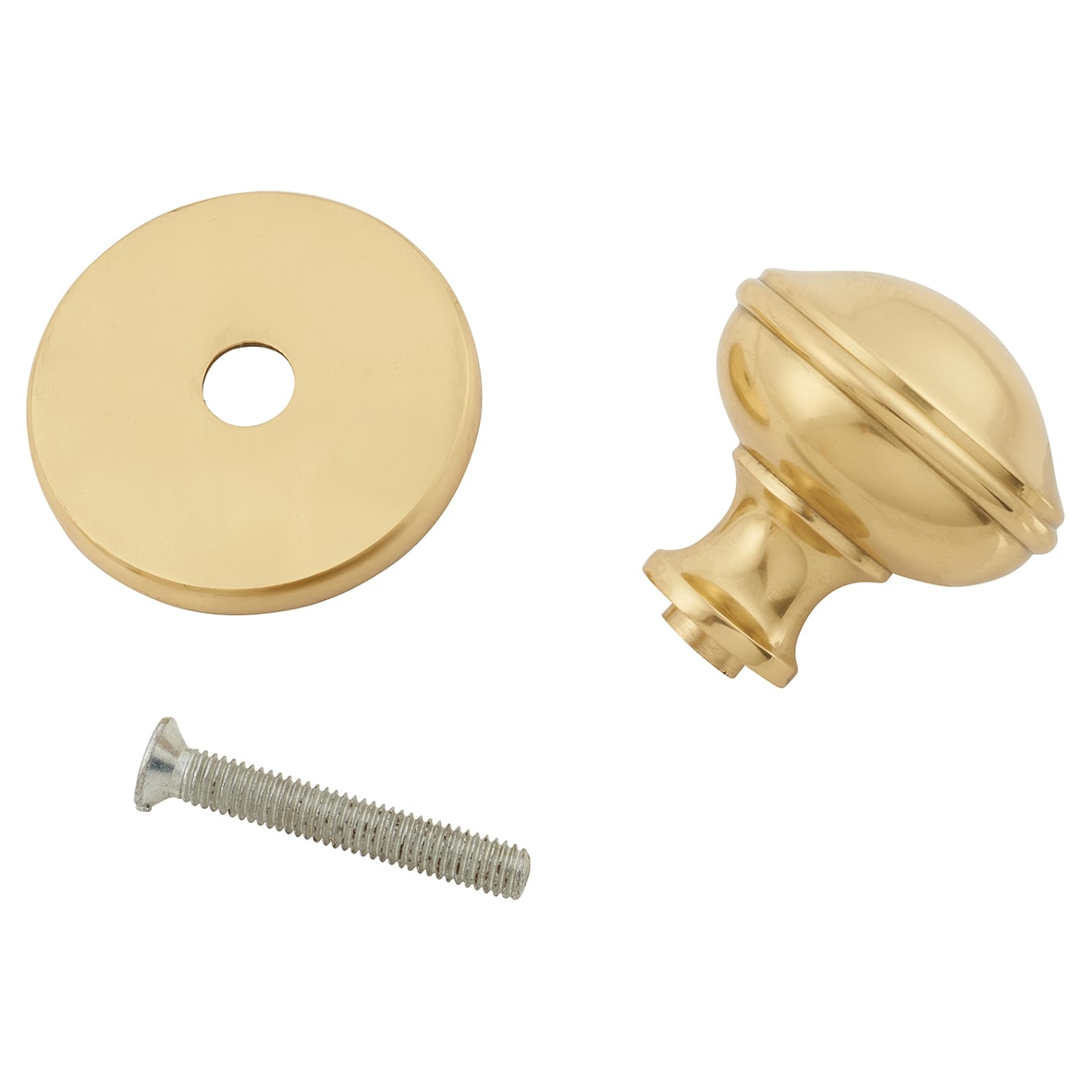 Polished Brass Round Centre Door Knob - 80mm Rose Diameter - view 5