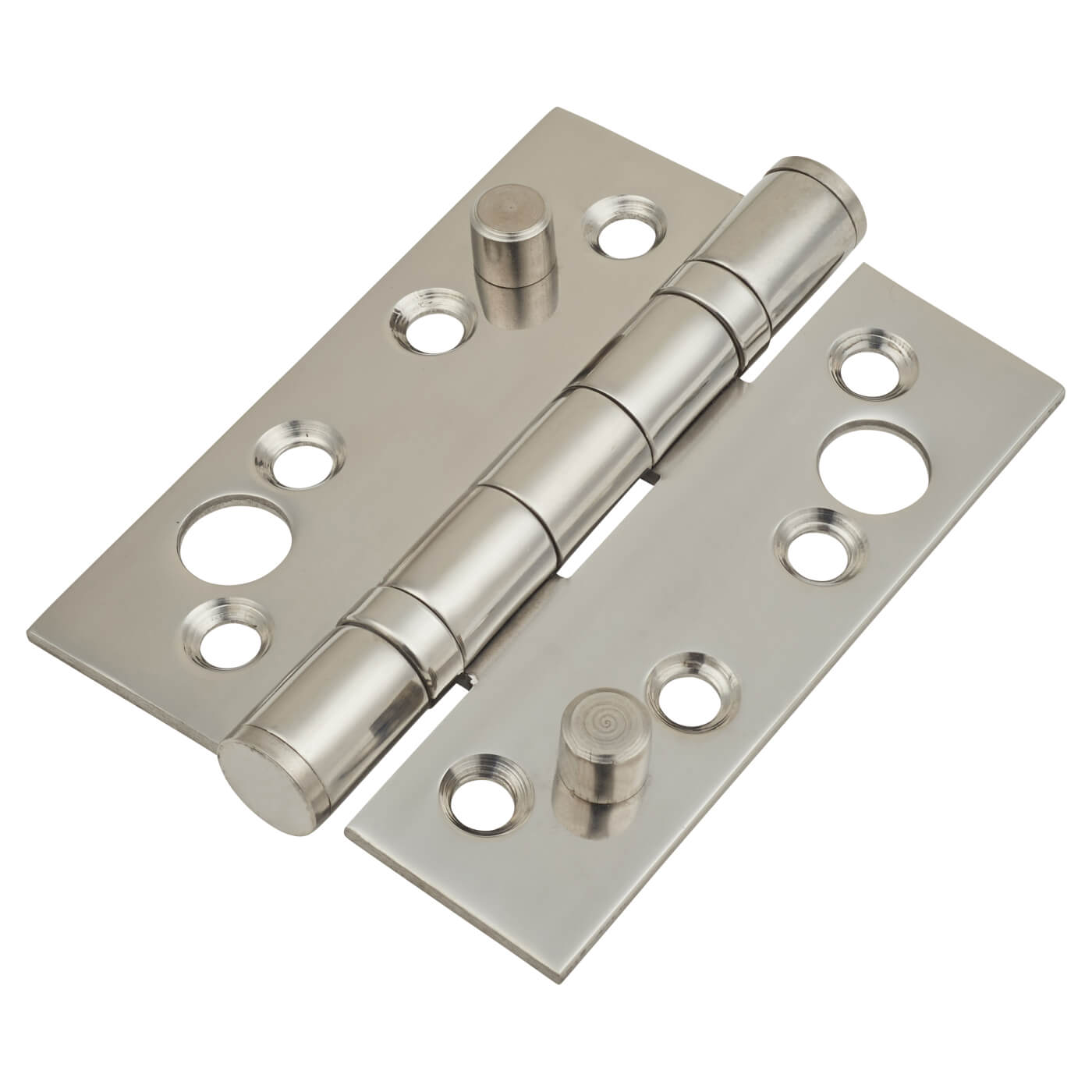 Security Ball Bearing Butt Door Hinge - 102 x 76 x 3mm - Polished Stainless Steel - Pair - view 2