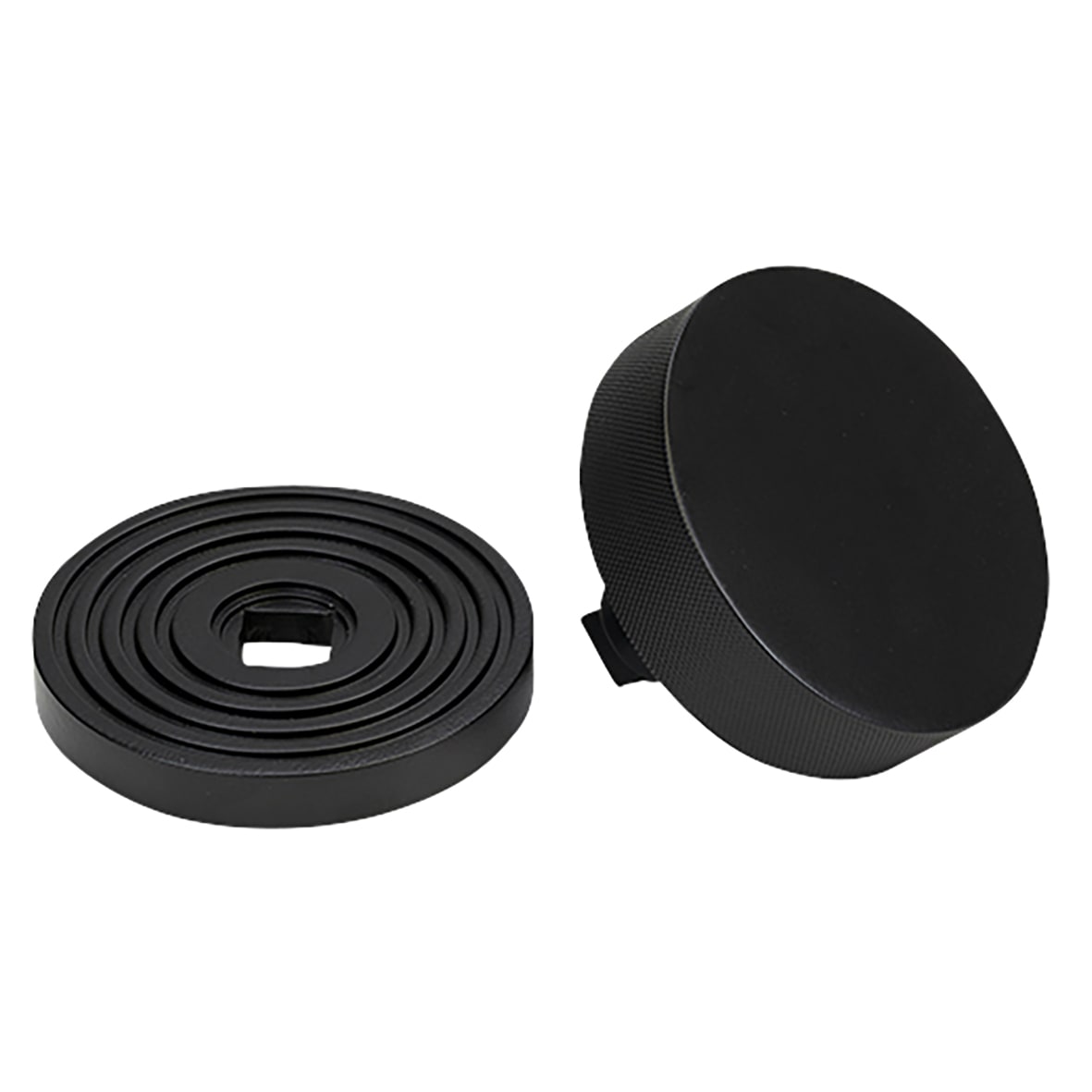 Brompton Matt Black Round Knurled Centre Door Knob on Beehive Rose - 90mm Rose Diameter - view 3
