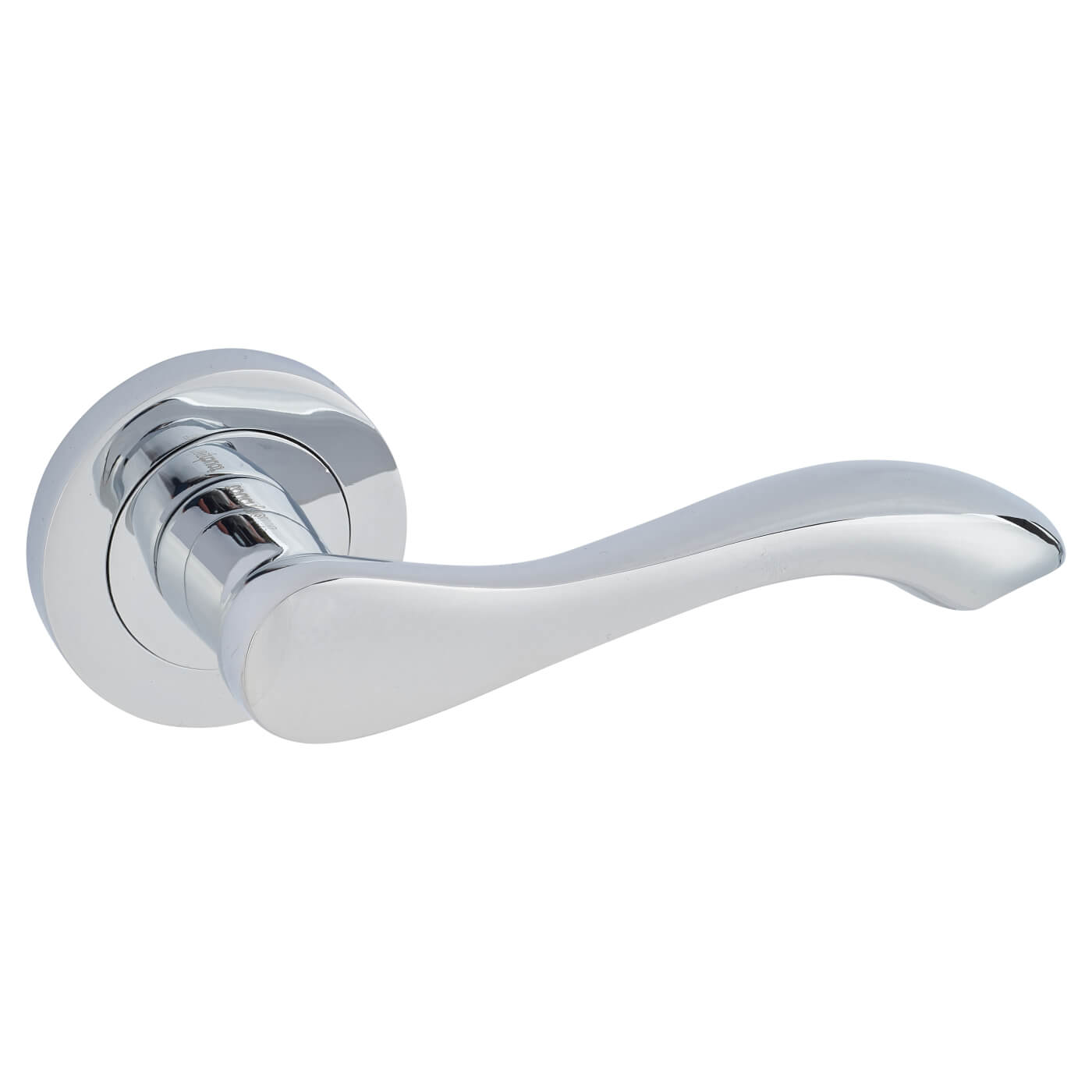 Polished Chrome Scroll Door Handles on Round Rose - Scarlett Range - view 4