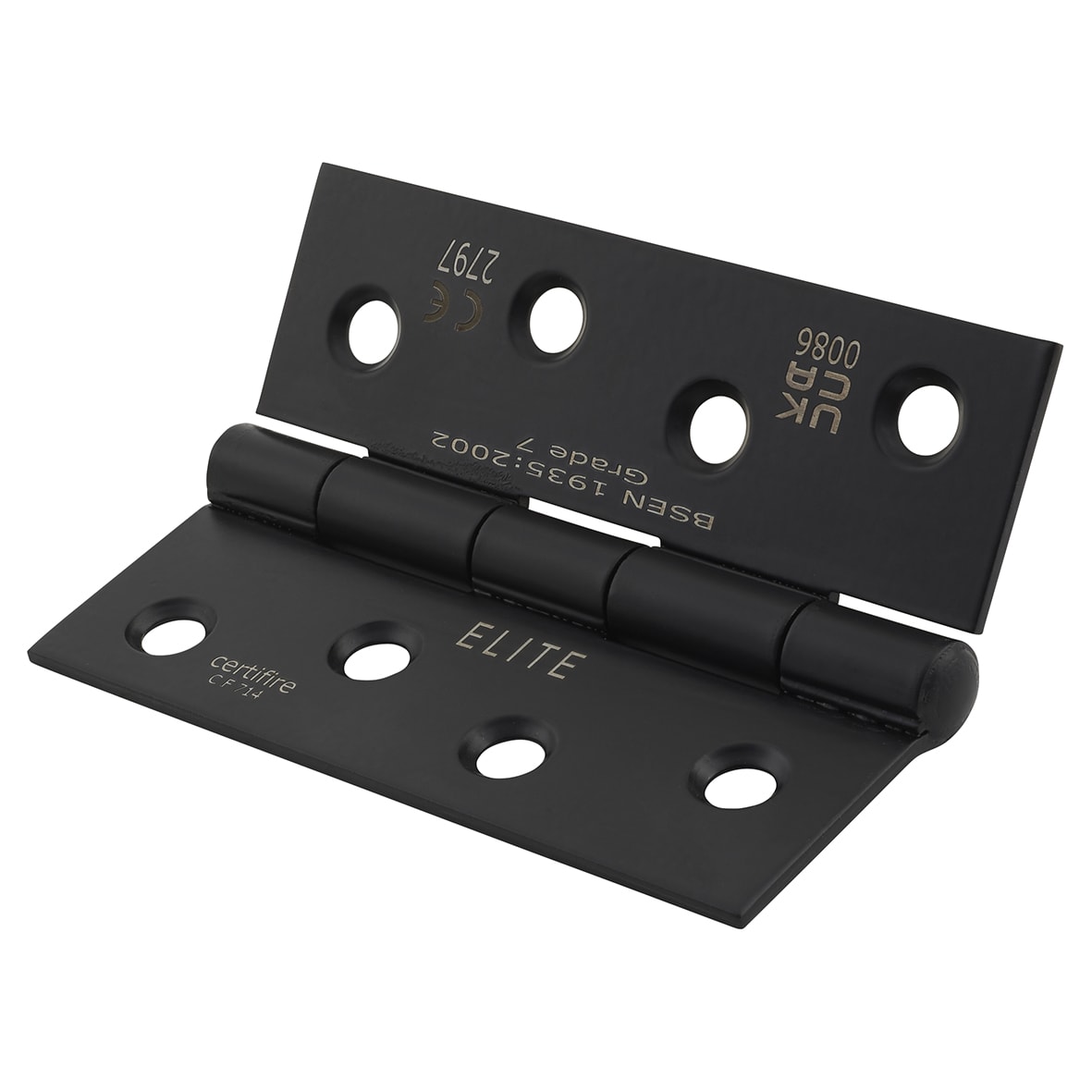 Steel Grade 7 Butt Fire Door Hinge - 100 x 76 x 2mm - Matt Black - Pair - view 2