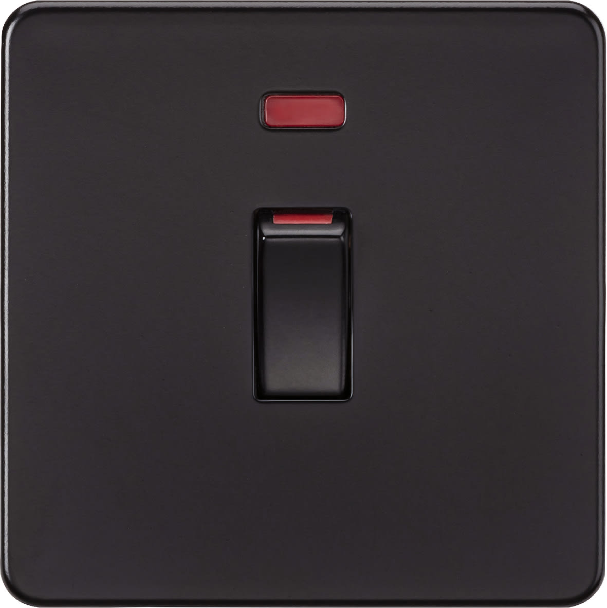 45A 1 Gang Screwless Double Pole Cooker Switch with Neon - Matt Black - view 3