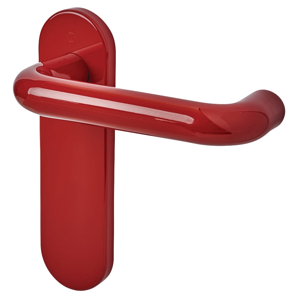 Rouge Red Nylon Steel Core Safety Latch Door Handles - Paris Range - 165 x 46mm - view 2