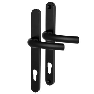 1710RH/3663N Black uPVC Multipoint Door Handles - Long Plate - 92mm c/c - Tokyo Range - view 2