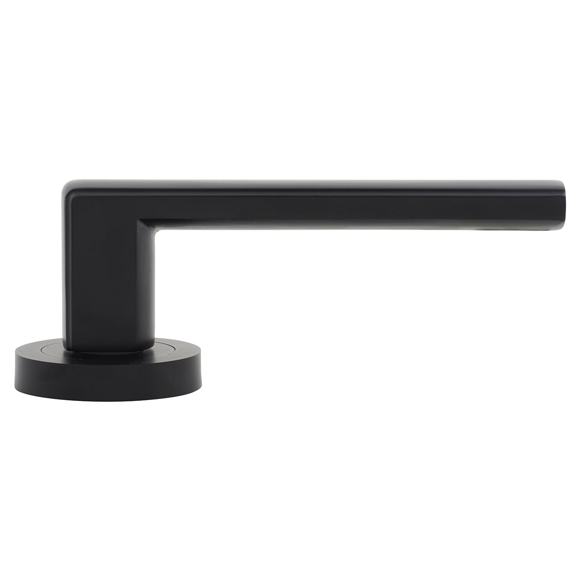 Matt Black Door Handles on Round Rose - Zara Range - view 3
