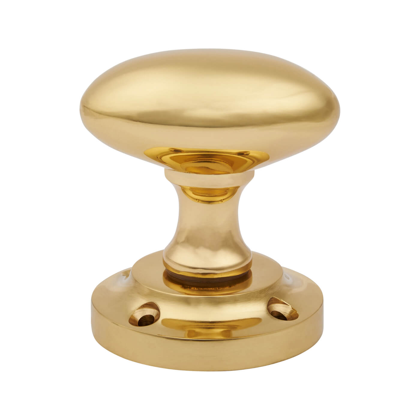 Polished Brass Oval Mortice Door Knob - 57mm Rose Diameter - view 3