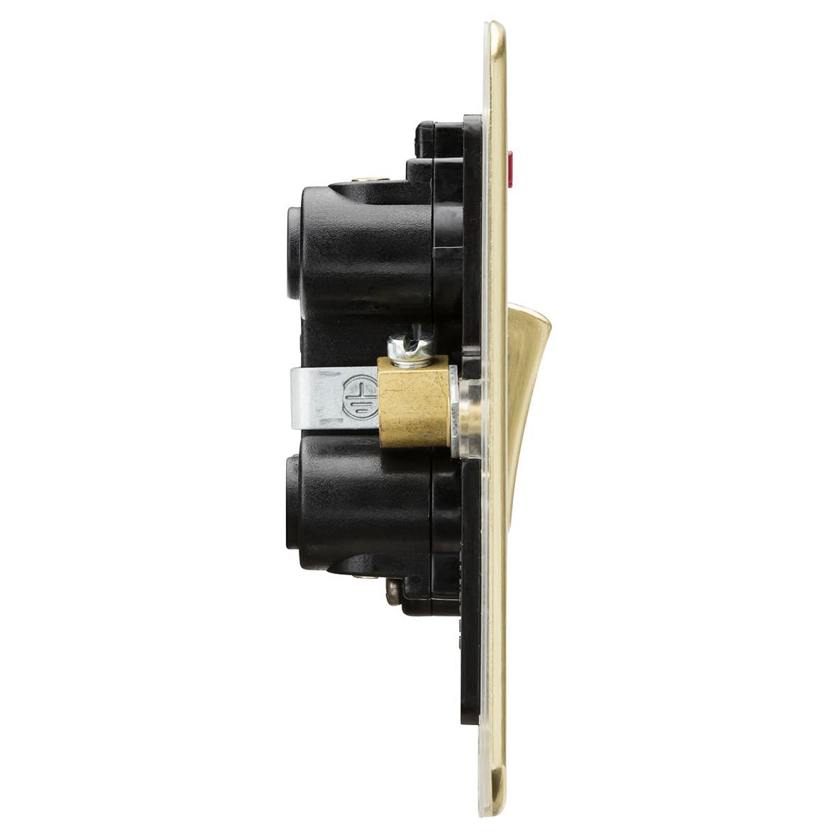 45A 1 Gang Flat Plate Double Pole Cooker Switch with Neon - Brushed Brass - view 2