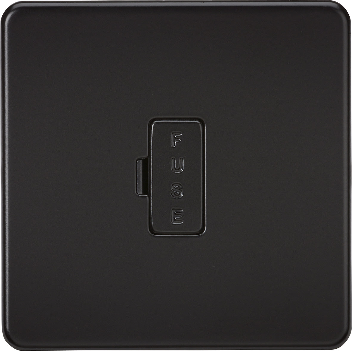 13A 1 Gang Screwless Flat Plate Unswitched Fused Spur - Matt Black - view 4