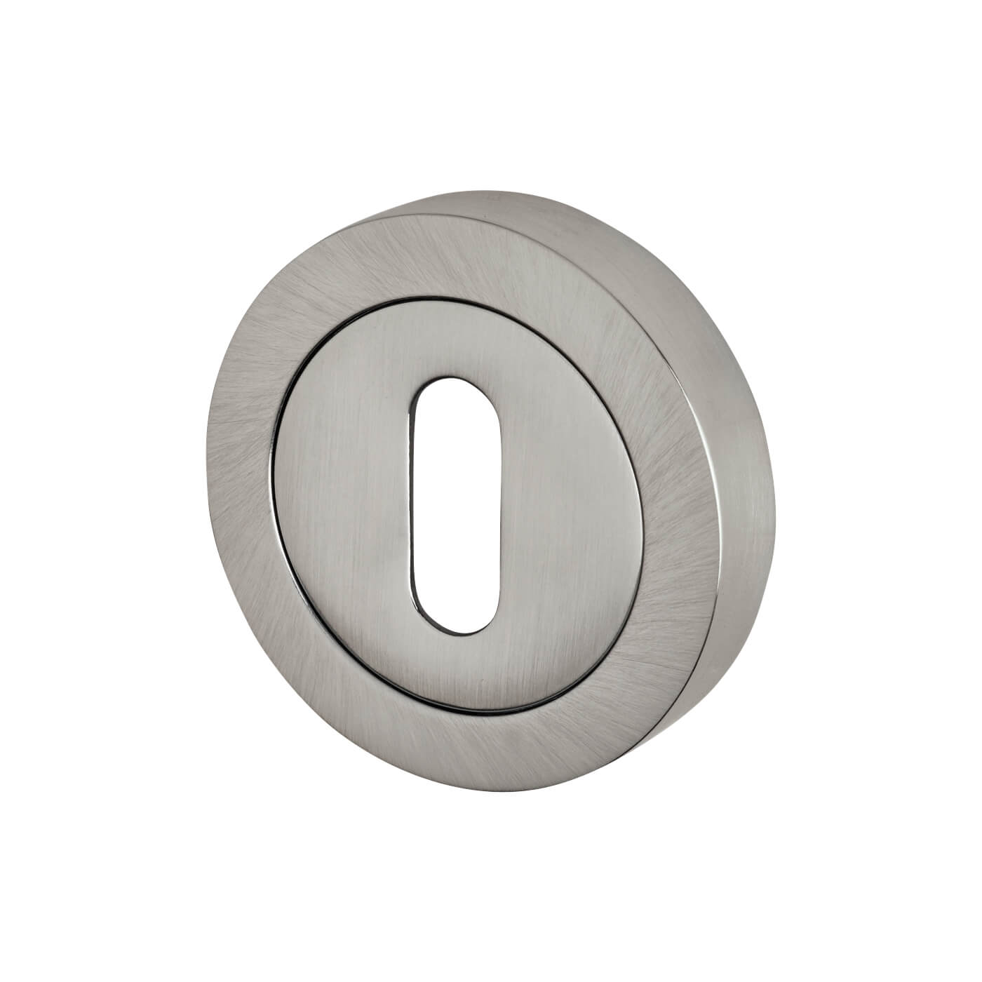 Escutcheon - 50mm Diameter - Keyhole - Satin Chrome - view 2